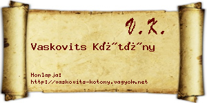 Vaskovits Kötöny névjegykártya